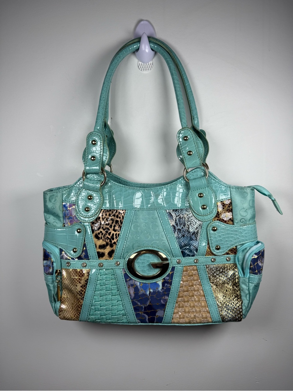 Turquoise Y2K Patchwork Purse